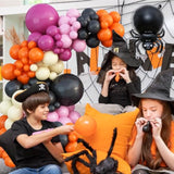 Halloween Balloon Arch Kit – Black Orange Pink with Spider, Ghost & Bat Balloons