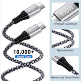 Pixel 100W Type C To Type C Cable For Google Pixel 9 8A 8 Pro 7A 7 Pro 6, 6Ft Pd 5A Fast Charging Usb C To Usb C Cable Nylon Braided Type C Cable For Iphone 16 15,Samsung S25 S24 S23 S22 A55 A15 A54