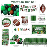 245 Pcs Football Birthday Party Decorations Football Birthday Banner Balloons Plates And Napkins Tablecloth Backdrop For Game Day Touchdown Sports Theme Party Supplies
