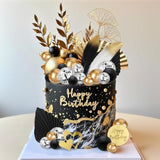 34Pcs Black Gold Cake Decorations Black Gold Balls Cake Toppers For Wedding Baby Shower Birthday Party Supplies