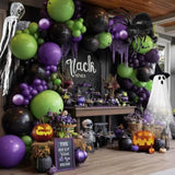 Black Purple Green Balloons Arch Kit Double Stuffed Halloween Gothic Vampire Party Decor