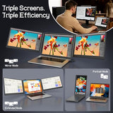 14" Triple Laptop Screen Extender, 1080P Fhd Ips Ultra-Slim Portable Dual Monitor For Laptop, Usb C Hdmi Plug-Play Monitor Extender For Triple Display For Macos/Windows, Fits 13-17.3" Laptops