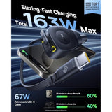 Baseus 163W Retractable Car Charger USB C Fast Charging, PrimeTrip VR2 Max 4 in 1 Fast Car Charger with Dual Retractable USB C Cable for iPhone 16 15 14 Pro Max, Samsung Galaxy S25 Ultra, Android