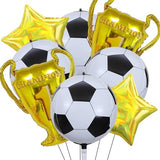 8 Pcs 22 inch 4D Sphere Soccer Balloons Foil Gold Trophy Star Champion Balloon for Soccer Birthday Party Decorations Graduation Sports Football World Cup Party Supplies