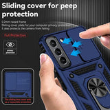 For Samsung Galaxy S22 Plus Case With Camera Lens Cover Hd Screen Protector, Military-Grade Drop Tested Magnetic Ring Holder Kickstand Protective Phone Case For Samsung Galaxy S22+ Plus 5G (Navy Blue)