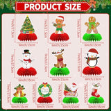 10 Pc Christmas Honeycomb Centerpieces with Gingerbread Snowman Santa for Table Decor