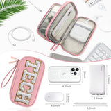 Personalized Electronics Travel Organizer Cable Management Case Phone Charger Charging Cords Tech Accessories Pouch, Unique Trip Gifts For Women Traveler College Teen Girls Vacation Pink