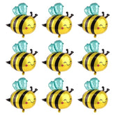 9 Pcs Bee Balloons Yellow Black Smile Polyester Honey Balloon Arch Kit Party Decor