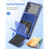 For Samsung Galaxy A15 Case Wallet 5 Credit Card Holder Id Slot Flip Cover Galaxy A15 Wallet Case Back Pocket Dual Layer Protective Hard Shell Tpu Rubber Bumper Armor For Samsung A15 5G Blue