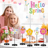 6 Pcs Spring Table Decor Spring Decoration For Table Centerpieces Wooden Standing Signs Tabletop Decor For Home Office Room Desk Party Supplies