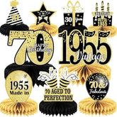 9PCS 70th Birthday Centerpieces – Vintage 1955 Table Toppers for Men & Women Party Decor 2025