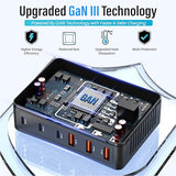 100W USB-C Charging Station, 6-Port GaN III Desktop Hub (30W Max Per Port), Compatible with iPhone 17, 16, 15, iPad, MacBook Air & Samsung Galaxy -