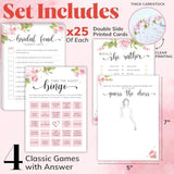 Hilarious Bridal Shower Games 25 Guests - Set Of 4 Wedding Shower Games For Reception, Fun Guess The Dress Bingo Game, Bridal Party Game For Bridal Shower Decorations (5"X7")