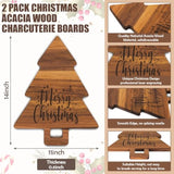 2 Pcs Merry Christmas Wooden Cutting Board Xmas Tree Kitchen Charcuterie Board Decorative Serving Platter Tray For Winter Home Party Gift Decor