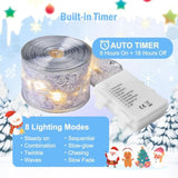 Christmas Tree Ribbon String Lights - 33Ft 100 Led Battery Powered Fairy Lights With Timer