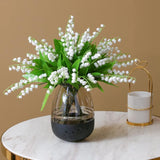 12 Artificial Valley Lilies, Artificial White Bell Orchids, Wedding Handheld Bouquet, Suitable For Family Garden Wedding Parties (White)