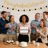 Gold Congratulations Banner – Pre-Strung Glitter Graduation Decorations For Party, Promotion, Wedding, Retirement, Or Work Celebration – Reusable Congrats Sign For Backdrop Or Fireplace