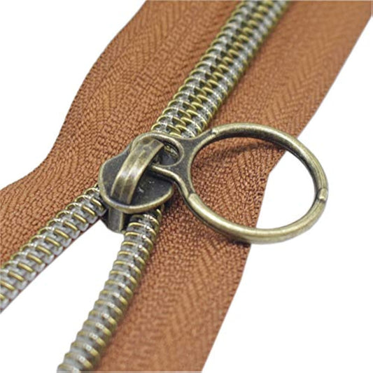 #5 Antique Brass Metallic Nylon Coil Zippers By The Yard Bulk Brown Ta