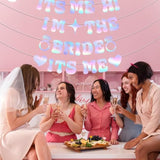 Pre-Strung Glitter Bachelorette Party Decorations, Iridescent Its Me Hi Im The Bride Its Me Bachelorette Party Banner, Bride Banner For Bachelor Party Favors
