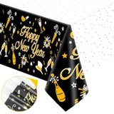 Happy New Year Plastic Table Cloth For Parties, 2026 Disposable Table Cover, Plastic Party Table Clothes Decorations Supplies.(108”L X 54”W)