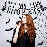 Cut My Life Into Pieces Banner, Emo Goth Punk Funeral Bday Party Decor