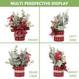 Small Buffalo Check Plaid Christmas Tree, Artificial Mini Tabletop Christmas Tree Decorations, For Winter Home Holiday Party Xmas Decor - Red/Black.