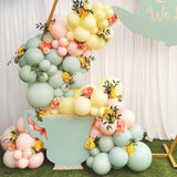 156Pcs Tea Party Balloon Arch Garland Kit With Pastel Green Yellow Pink Balloons For Baby Shower Decorations, Bridal Shower, Spring Garland, Garden Theme Party Supplies