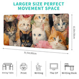 Adorable Cat Gaming Mouse Pad – 12X31.5In Non-Slip Rubber Desk Mat With Cute Kittens And Floral Design – Large Extended Mousepad For Office Home Laptop – Game Deskmat Gifts Decor