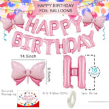 16-Inch Pink Happy Birthday Letter Balloons with 2 Mini Bow Balloons