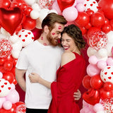 Valentines Day Balloon Arch Garland Kit, Valentine Pink White Red Heart I LOVE YOU Balloons with Rose Petals for Bachelorette Bridal Engagement Birthday Galentines Valentines Party Decorations