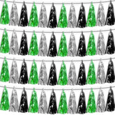 4P Black Silver Green Tassel Banner Garland Metallic Foil Fringe Banner Tinsel Tassels Streamer Banner Backdrop For Parade Floats, Graduation Decorations, Halloween, Christmas Decorations