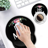 Mouse Pad With Wrist Support Gel Ergonomic Mouse Pads With Rest Support Mouse Pad For Home Office Gaming Working Easy Typing & Pain Relief + Coaster, Dog Mom Floral Design