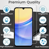 4 Pack Screen Protector For Samsung Galaxy A15 5G With 4 Pack Camera Lens Protector, Full Coverage Tempered Glass Film Anti-Fingerprint Case Friendly