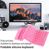 Foldable Keyboard Silent Portable Silicone Wired Keyboard Usb+Ps2 Interface Convertible Waterproof And Dustproof For Desktop Computers Notebooks 85 Keys (Pink)