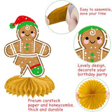 Christmas Honeycomb Centerpieces 12Pcs Gingerbread Man Party Table Centerpieces Gingerbread Party Decorations Merry Xams Snowflake Centerpieces For Winter Holiday Favor Supplies