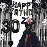 30Th Birthday Decorations For Him Her Black Death To My Twenties Banner Rip To My 20S Sash Number 30 Happy Birthday Balloon Banner Foil Curtain For Funny Thirtieth Party Supplies