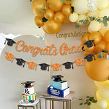 Graduation Party Decorations, Congrats Grad 2026 Glitter Banner Orange Black, Class Of 2026 Cap Bunting Garland Sign For Kindergarten Primary Seniors High School College University