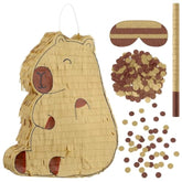 Capybara Piñata With Stick Blindfold, Confetti (15.7" X 12.5" X 3.0 ") Capybara Party Decorations Cute Animal Piñata For Animal Theme Birthday Baby Shower Party Decorations Supplies
