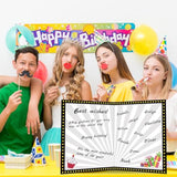 Jumbo Birthday Card Giant Guest Book Black Happy Birthday Party Decorations Supplies Gifts For Coworker Teacher Boys Girls -Large 14 X 22 Inches
