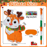 21.6 Inch Christmas Reindeer Piñata with 30 Inch Piñata Stick Blindfold Confetti for Boy Girl Adults Xmas Party Game Decorations