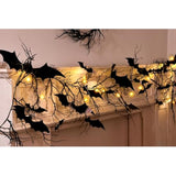 Gothic Halloween Banner: 1Pc Haunted Bat Dark Dead Branch Halloween Party Banner With Led Lights, Decorative Bat Vine Twig Garland Decorations For Home Wall Mantel Doorways Front Decor