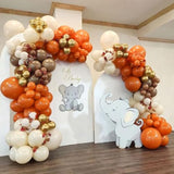 154pcs Fall Balloon Arch Kit Orange Brown White Gold Confetti Balloons for Thanksgiving Party