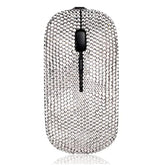 Luxury Bling Crystal Diamond Rhinestone Usb Slimline Flat Wireless Mouse Gift (Silver Crystal With Black Mouse)