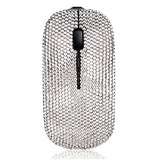 Luxury Bling Crystal Diamond Rhinestone Usb Slimline Flat Wireless Mouse Gift (Silver Crystal With Black Mouse)