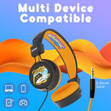 Booma Beats Wired Headphones for Kids, 3.5mm Plug, Fun Characters and Colors, Volume Controls, Great for School (Blue)