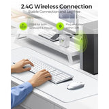 Wireless Keyboard and Mouse Combo - Full Size Slim Thin Wireless Keyboard Mouse with Numeric Keypad 2.4G Stable Connection Adjustable DPI (White & Silver)