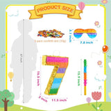 Rainbow Number 7 Pinata For 7Th Birthday Party Decorations, Fiesta, Kids Anniversary Celebration, Birthday Pinata With Stick, Blindfold And Confetti (Small, 16.5 X 11.5 X 3 In)