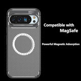 For Pixel 10 Pro Xl Case Compatible With Pixelsnap & Magsafe, Luxury Carbon Fiber & Flexible Silicone Bumper Cover Magnetic Rugged Slim Fit Grip 4 Corners Rubber Shockproof (Black)