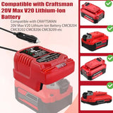 Mini Car Charger Compatible For Craftsman 20V Max V20 Lithium-Ion Battery Replacement For Craftsman 20V Max V20 Lithium-Ion Charger Station For Craftsman V20 Lithium Battery Cmcb204 Cmcb202 Cmcb201