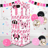 Pink Mouse 2Nd Birthday Party Supplies Balloon Box With Letters?Pink Mouse Theme Two Years Old Birthday Party Favors For Girls Second Birthday Decorations